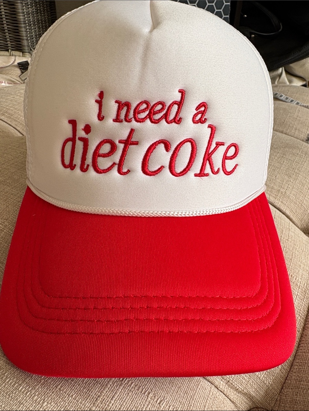Zenana Outfitters White and Red Trucker Hat - NWOT